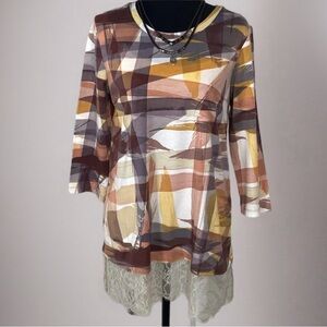 LOGO by Lori Goldstein Brown Multicolor Tunic